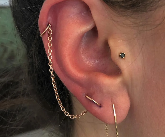 پیرسینگ گوش پیرسینگ گوش اوربیتال یا مداری (Orbital Piercing)