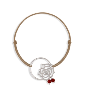 دستبند نقره گل رز