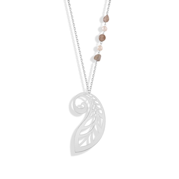 گردنبند نقره برگ و مروارید