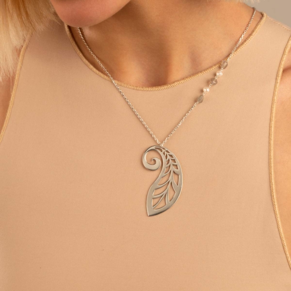 گردنبند نقره برگ و مروارید