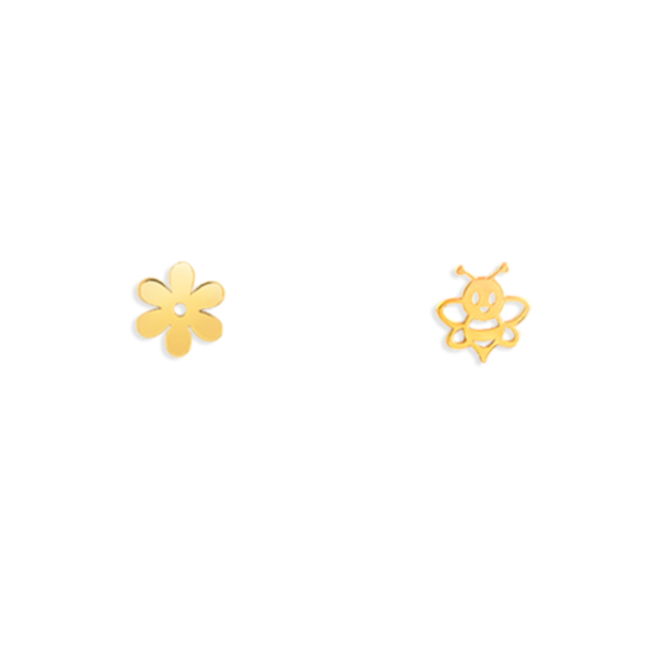 گوشواره طلا گل و زنبور