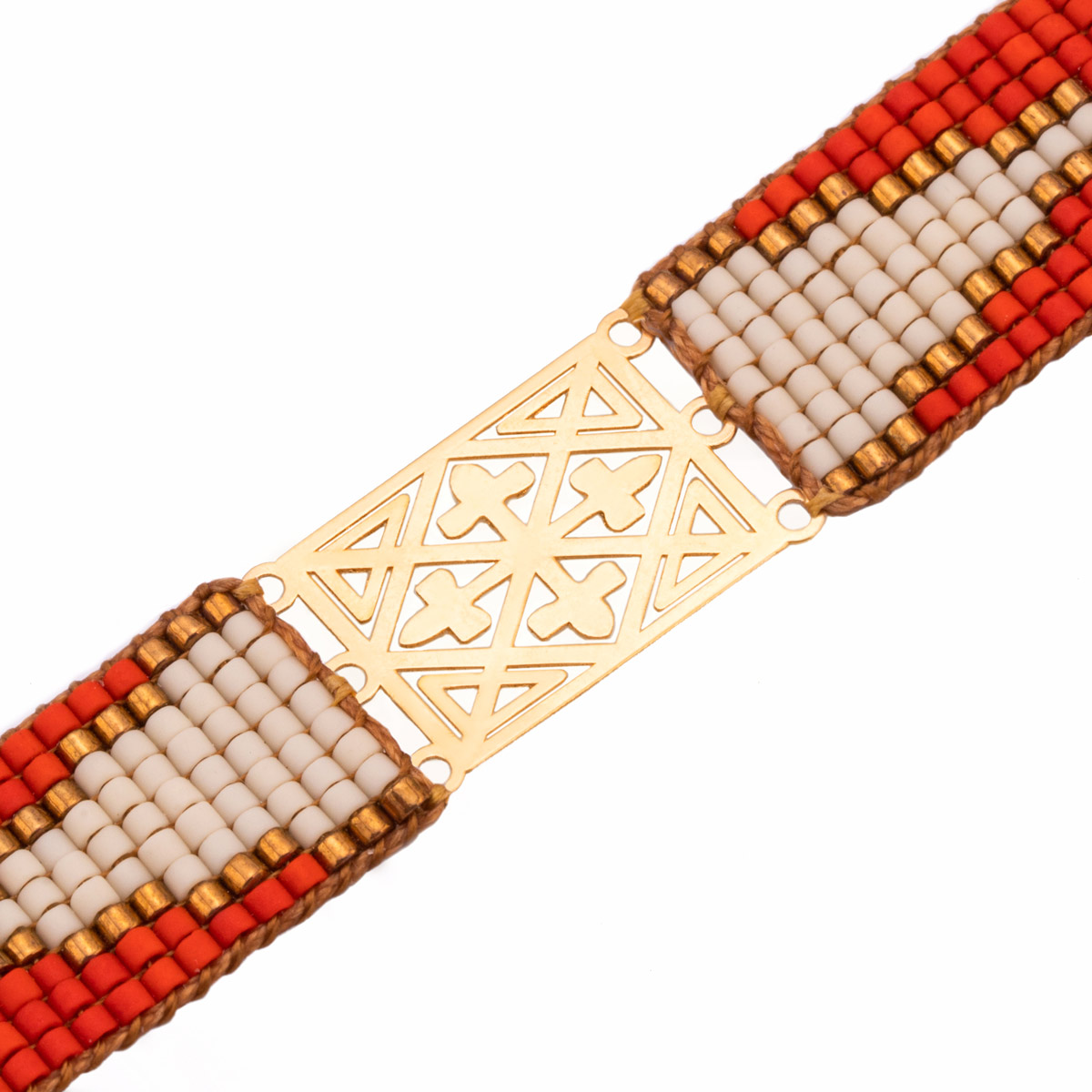 دستبند طلا میوکی پهن قرمز اسلیمی