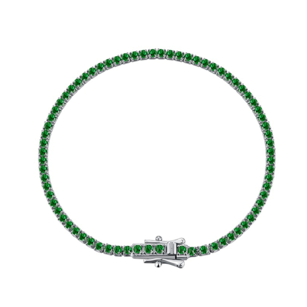 دستبند نقره تنیسی سبز 2 میلی متر میلام