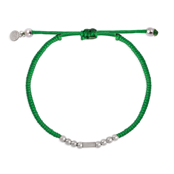 دستبند نقره گوی بافت سبز