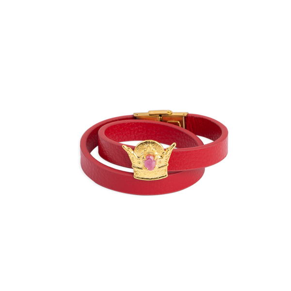 دستبند و چوکر تاج قرمز با روکش طلا