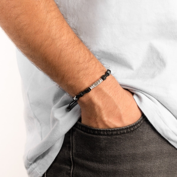 دستبند نقره مهره مردانه