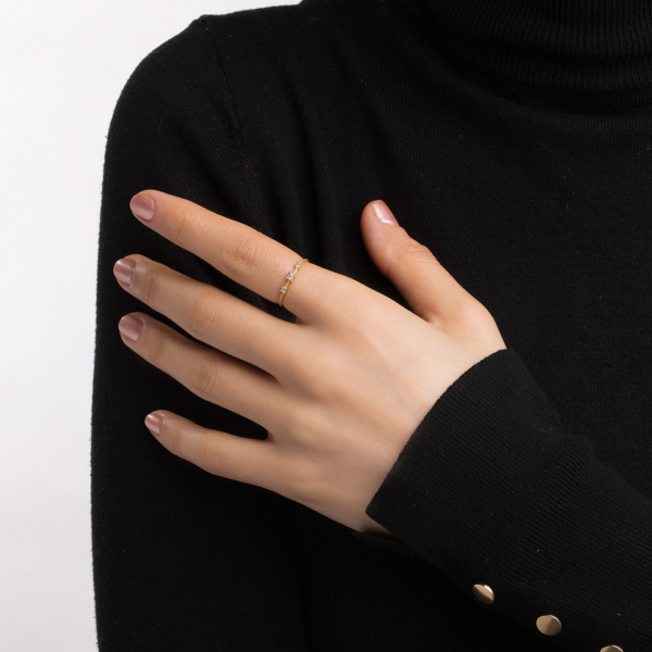 انگشتر طلا سه نگین سفید