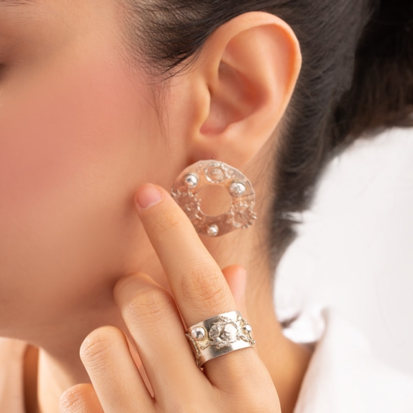 گوشواره نقره دایره cell