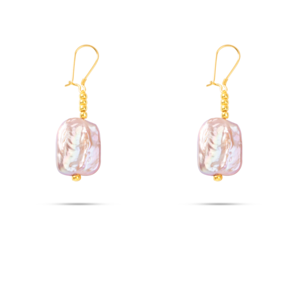 گوشواره طلا مروارید باروک یاسی