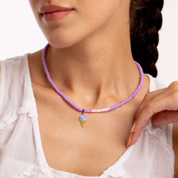 آویز طلا بستنی میناکاری