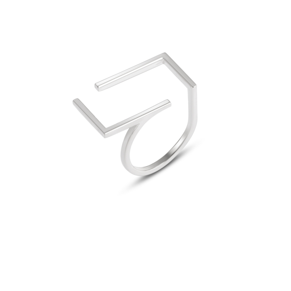 انگشتر نقره مستطیل خطی