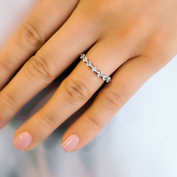 انگشتر نقره تنیسی مورب