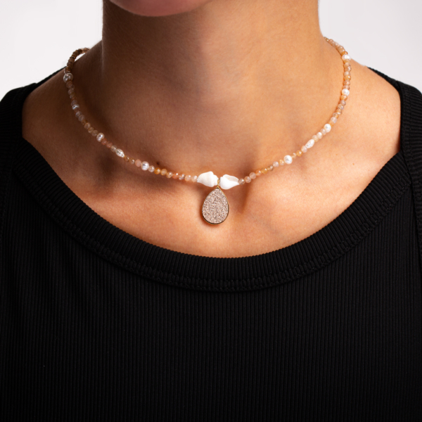 گردنبند طلا اشک رزگلد کوارتز