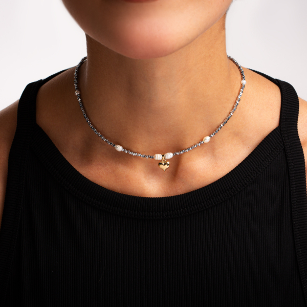 گردنبند طلا سنگی قلب دامله