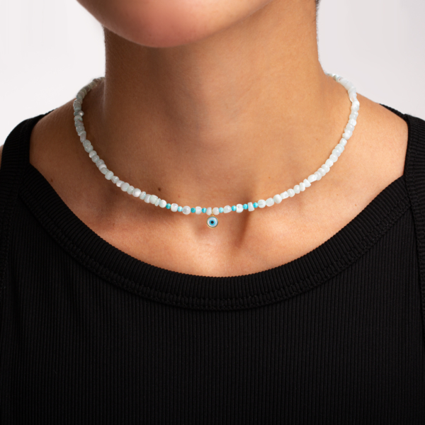 گردنبند طلا سنگی چشم نظر دایره درشت