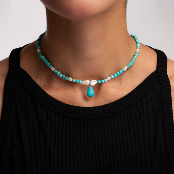 گردنبند طلا آویز فیروزه