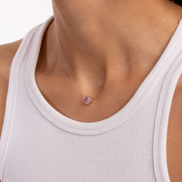 گردنبند نقره تک نگین صورتی