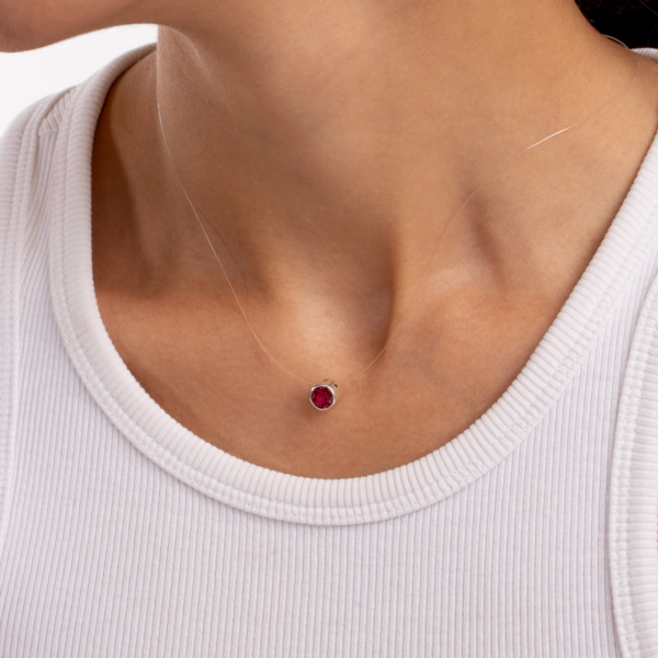 گردنبند نقره تک نگین سرخابی