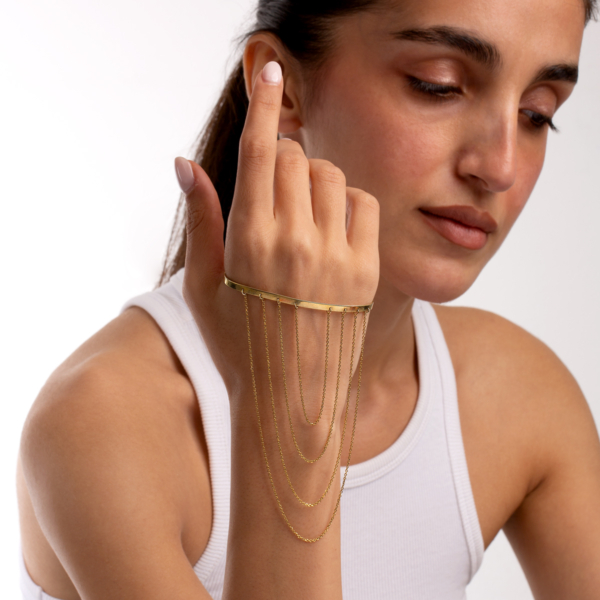 دستبند نقره زنجیری با آبکاری طلا