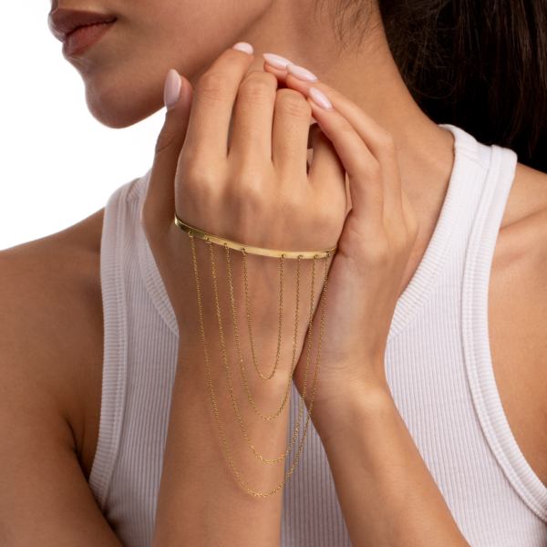 دستبند نقره زنجیری با آبکاری طلا