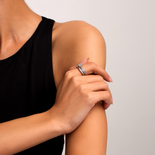 حلقه انگشتر نقره مینا سولیتر