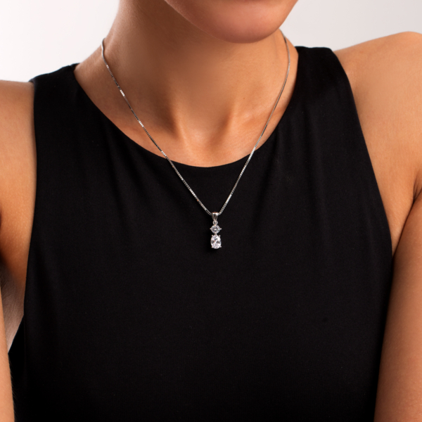 گردنبند نقره دو نگین