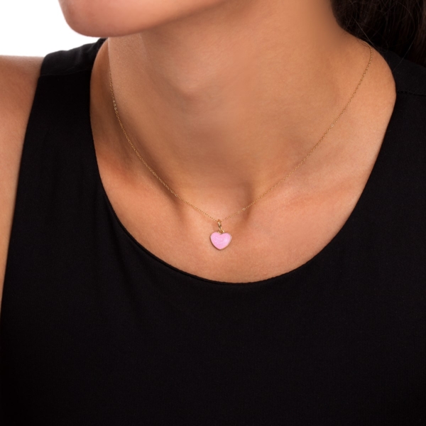 آویز طلا قلب صورتی اکلیلی