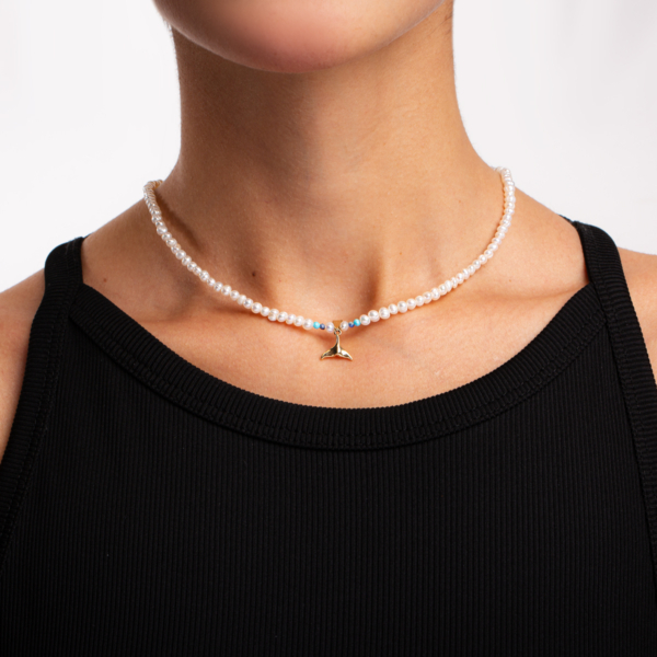 گردنبند طلا مروارید دم وال