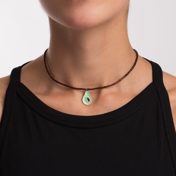 چوکر نقره آووکادو