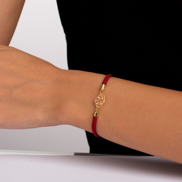 دستبند طلا بافت گل رز