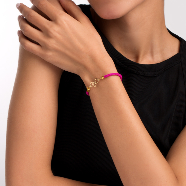 دستبند طلا بافت سه قلب سرخابی