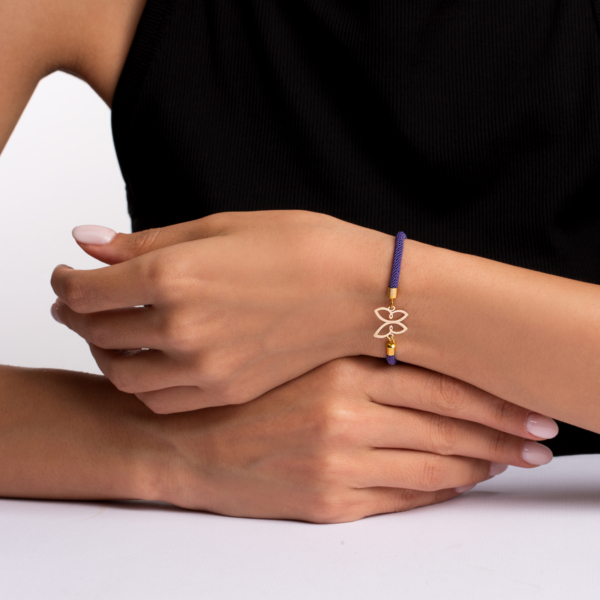 دستبند طلا بافت پروانه بنفش
