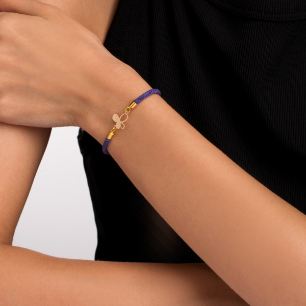 دستبند طلا پروانه نیمه بنفش