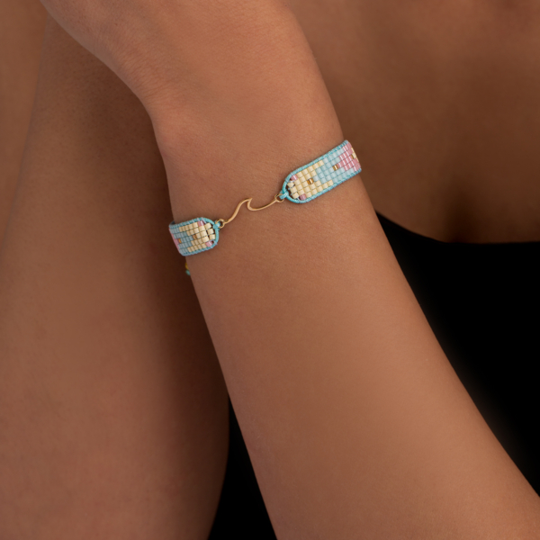 دستبند طلا موج و میوکی رنگین کمانی