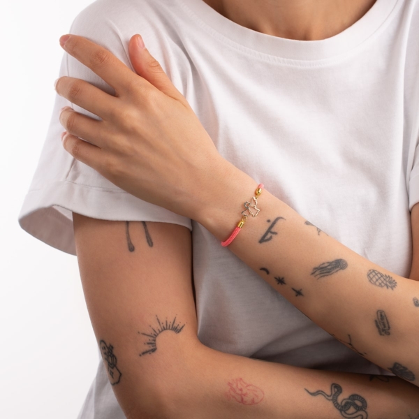 دستبند طلا بافت فرشته صورتی