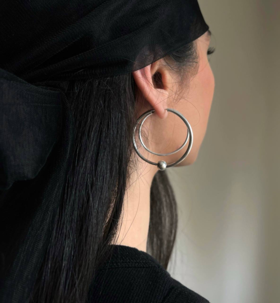 گوشواره نقره حلقه گوی