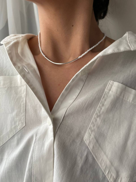 گردنبند نقره هلالی مهره