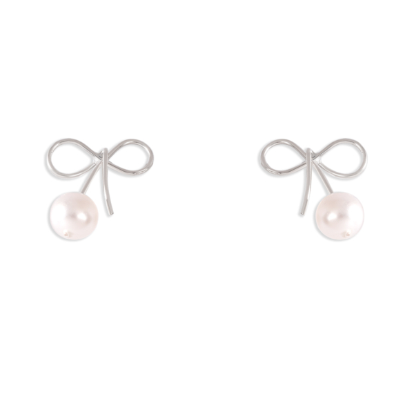 گوشواره نقره پاپیون مروارید بزرگ