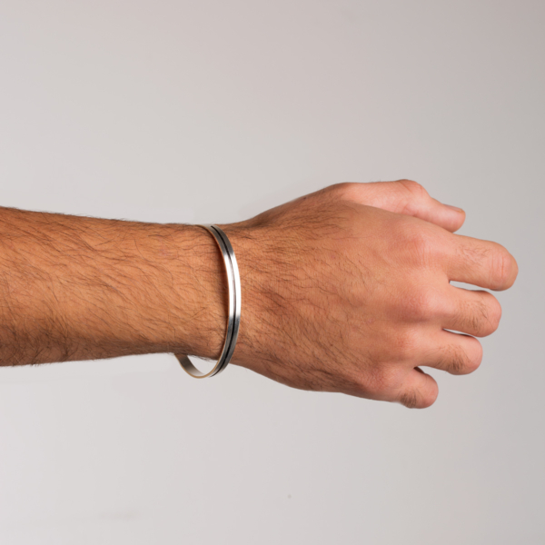 بنگل نقره تخت مردانه خط