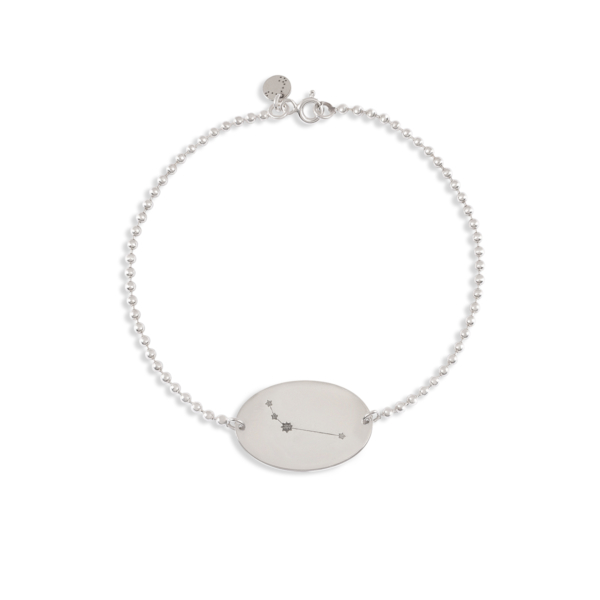 دستبند نقره با پلاک ماه فروردین