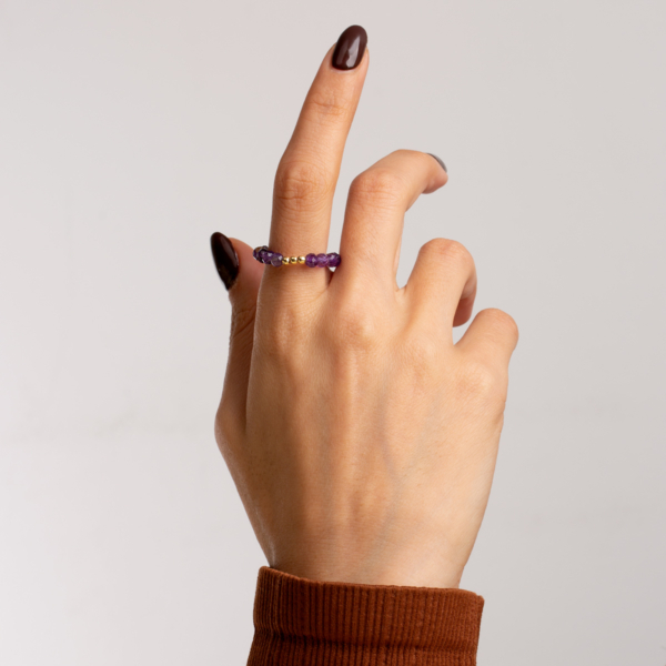 انگشتر طلا 3گوی و آمیتیس