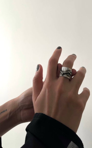 انگشتر نقره پهن حب