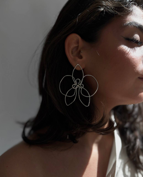 گوشواره نقره تک لنگه ارکیده