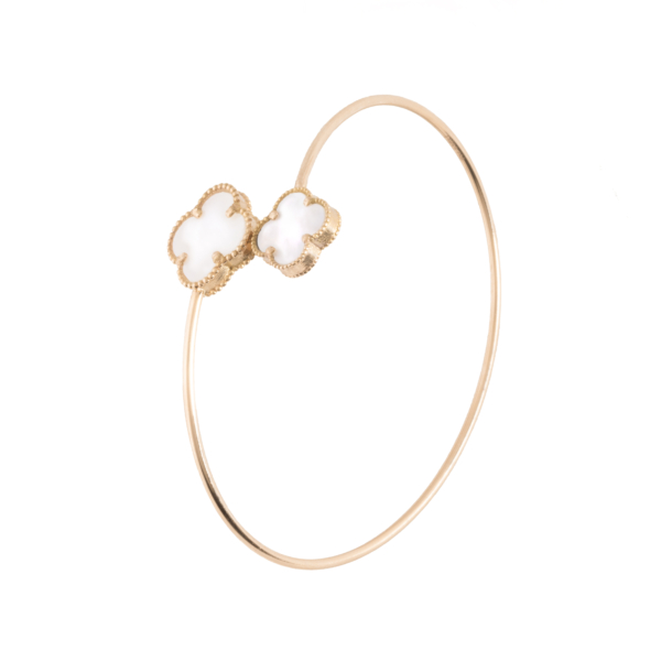 بنگل طلا ونکلیف  دو گل سفید