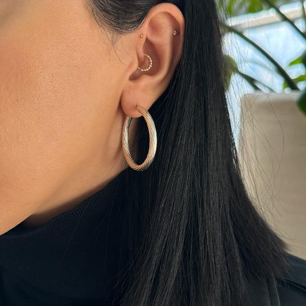 گوشواره نقره حلقه ایتالیایی