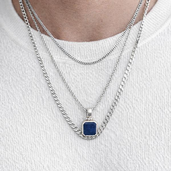 آویز نقره مربع لاجورد