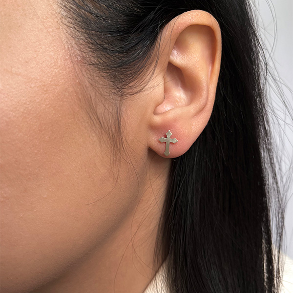 گوشواره نقره میخی صلیب 1