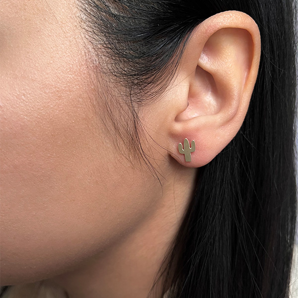 گوشواره نقره میخی کاکتوس