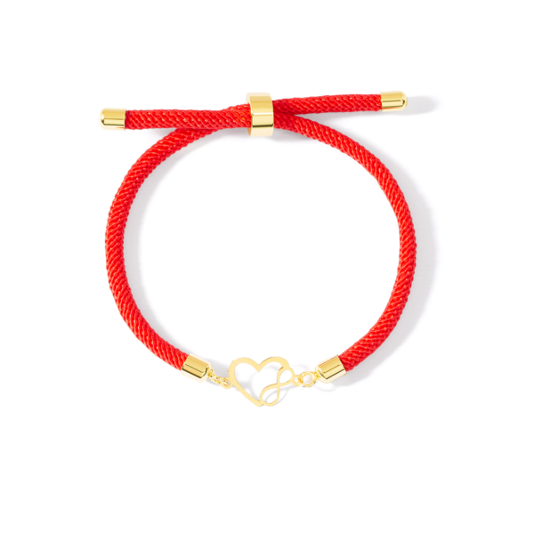 دستبند طلا قلب بینهایت قرمز