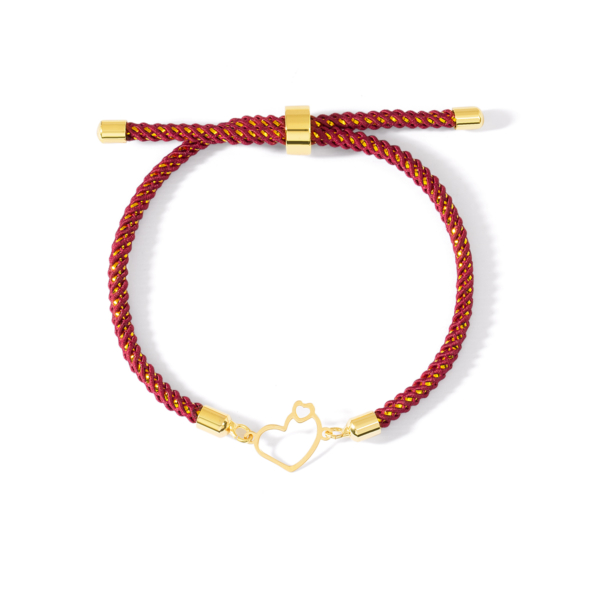 دستبند قلب بزرگ و کوچک زرشکی